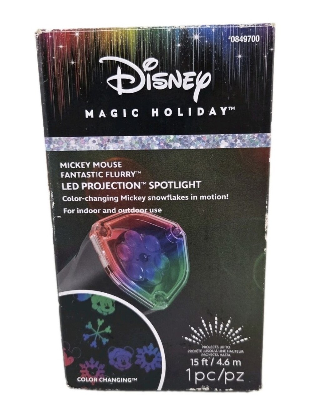 Disney Mickey Mouse Fantastic Flurry Christmas LED Projection Spotlight Gemmy